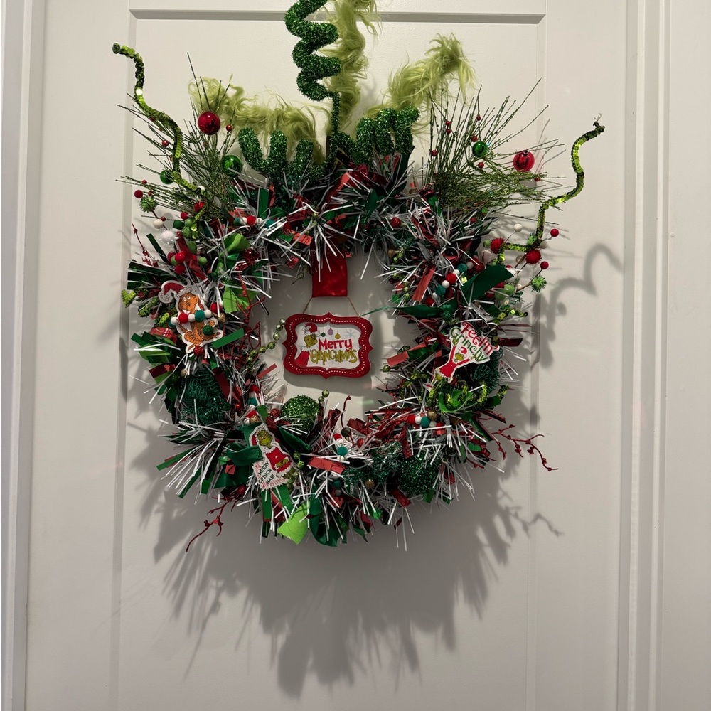 Festive Green and Red GRINCH Holiday Wreath
